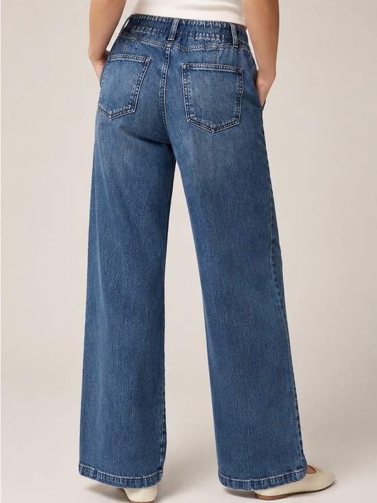 Pilcro Denim - Pilcro Anthropologie Relaxed Elastic-Back Wide-Leg Denim Pants Size 25 Medium Wa
